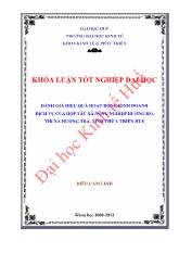 Khóa luận Đánh giá hiệu quả hoạt động kinh doanh dịch vụ của hợp tác xã nông nghiệp Hương Hồ, thị xã Hương Trà, tỉnh Thừa Thiên Huế