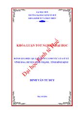 Khóa luận Đánh giá hiệu quả kinh tế canh tác lúa ở xã Vĩnh hảo, huyện Vĩnh Thạnh, tỉnh Bình Định