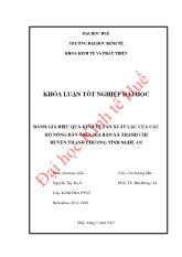 Khóa luận Đánh giá hiệu quả kinh tế sản xuất lạc của các hộ nông dân trên địa bàn xã Thanh Chi huyện Thanh Chương tỉnh Nghệ An