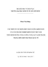 Luận án Các nhân tố tác động đến chất lượng kiểm toán của các doanh nghiệp kiểm toán Việt Nam theo định hướng tăng cường năng lực cạnh tranh trong điều kiện hội nhập quốc tế