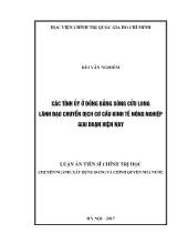 Luận án Các tỉnh ủy ở đồng bằng sông Cửu Long lãnh đạo chuyển dịch cơ cấu kinh tế nông nghiệp giai đoạn hiện nay