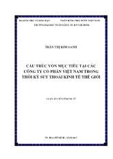 Luận án Cấu trúc vốn mục tiêu tại các công ty cổ phần Việt Nam trong thời kỳ suy thoái kinh tế thế giới