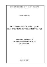 Luận án Chất lượng nguồn nhân lực để phát triển kinh tế ở thành phố Hà Nội
