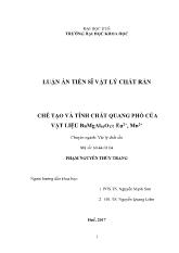 Luận án Chế tạo và tính chất quang phổ của vật liệu BaMgAl10O17: Eu2+, Mn2+