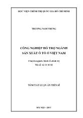 Luận án Công nghiệp hỗ trợ ngành sản xuất ô tô ở Việt Nam