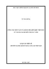 Luận án Công tác dân vận của đảng bộ liên khu Việt bắc từ tháng 10 - 1949 đến tháng 7 - 1954