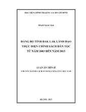 Luận án Đảng bộ tỉnh Đắk lắk lãnh đạo thực hiện chính sách dân tộc từ năm 2003 đến năm 2015