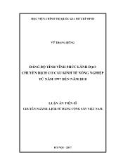 Luận án Đảng bộ tỉnh vĩnh phúc lãnh đạo chuyển dịch cơ cấu kinh tế nông nghiệp từ năm 1997 đến năm 2010