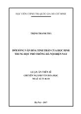 Luận án Đời sống văn hóa tinh thần của học sinh trung học phổ thông Hà Nội hiện nay