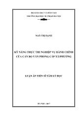 Luận án Kỹ năng thực thi nghiệp vụ hành chính của cán bộ văn phòng cấp xã/ phường