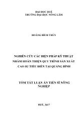 Luận án Nghiên cứu các biện pháp kỹ thuật nhằm hoàn thiện quy trình sản xuất cao su tiểu điền tại Quảng Bình