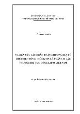 Luận án Nghiên cứu các nhân tố ảnh hưởng đến tổ chức hệ thống thông tin kế toán tại các trƣờng đại học công lập ở Việt Nam
