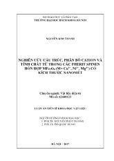 Luận án Nghiên cứu cấu trúc, phân bố cation và tính chất từ trong các pherit spinen hỗn hợp MFe2O4 (M= Cu2+, Ni2+, Mg2+) có kích thước nanomét