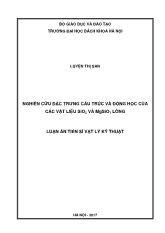 Luận án Nghiên cứu đặc trưng cấu trúc và động học của các vật liệu SiO2 và MgSiO3 lỏng