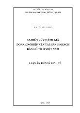 Luận án Nghiên cứu đánh giá doanh nghiệp vận tải hành khách bằng ô tô ở Việt Nam