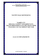 Luận án Nghiên cứu khoảng cách kỳ vọng kiểm toán: trách nhiệm kiểm toán viên trong kiểm toán Báo cáo tài chính ở Việt Nam
