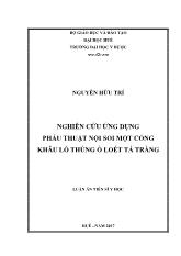 Luận án Nghiên cứu ứng dụng phẫu thuật nội soi một cổng khâu lỗ thủng ổ loét tá tràng