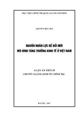 Luận án Nguồn nhân lực để đổi mới mô hình tăng trưởng kinh tế ở Việt Nam