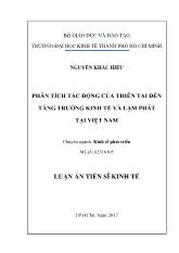 Luận án Phân tích tác động của thiên tai đến tăng trưởng kinh tế và lạm phát tại Việt Nam