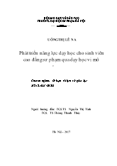 Luận án Phát triển năng lực dạy học cho sinh viên cao đẳng sư phạm qua dạy học vi mô