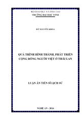 Luận án Quá trình hình thành, phát triển cộng đồng người việt ở Thái Lan