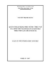 Luận án Quản lí hoạt động thực hành - Thực tập của sinh viên ngành quản lí giáo dục theo tiếp cận chuẩn đầu ra