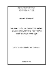 Luận án Quản lý phát triển chương trình giáo dục nhà trường phổ thông theo tiếp cận năng lực