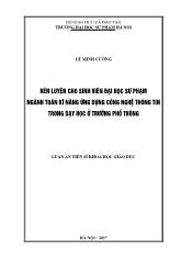 Luận án Rèn luyện cho sinh viên đại học sư phạm ngành toán kĩ năng ứng dụng công nghệ thông tin trong dạy học ở trường phổ thông