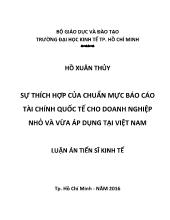 Luận án Sự thích hợp của chuẩn mực Báo cáo tài chính quốc tế cho doanh nghiệp nhỏ và vừa áp dụng tại Việt Nam