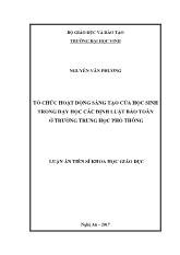 Luận án Tổ chức hoạt động sáng tạo của học sinh trong dạy học các định luật bảo toàn ở trường trung học phổ thông