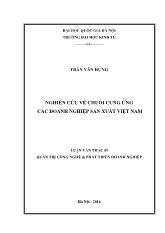 Luận văn Nghiên cứu về chuỗi cung ứng các doanh nghiệp sản xuất Việt Nam