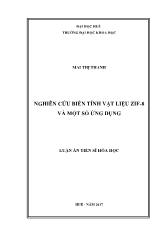 Nghiên cứu biến tính vật liệu Zif-8 và một số ứng dụng
