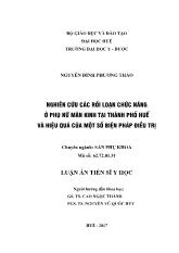 Nghiên cứu các rối loạn chức năng ở phụ nữ mãn kinh tại thành phố huế và hiệu quả của một số biện pháp điều trị