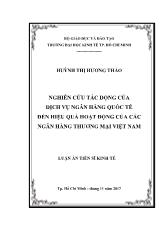 Nghiên cứu tác động của dịch vụ ngân hàng quốc tế đến hiệu quả hoạt động của các ngân hàng thương mại Việt Nam