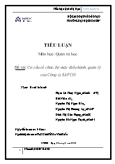Quản trị học - Đề tài: Cơ cấu tổ chức, bộ máy điều hành, quản lý của công ty safco